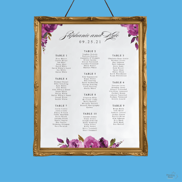 Custom Printed Foam Seating Chart Orange County Printing Nest
