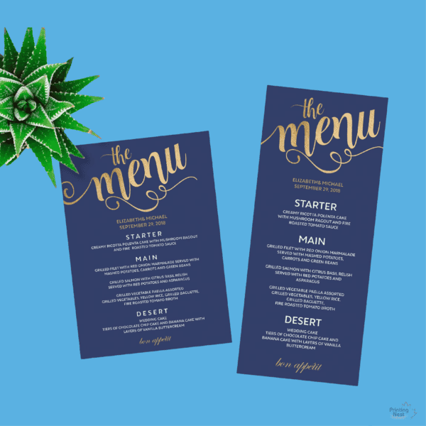 Custom Printed Gold Foil Wedding Menu Cards Printing Nest