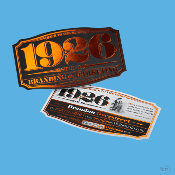 Custom Die Cut and Foil Business Cards in OC Printing Nest