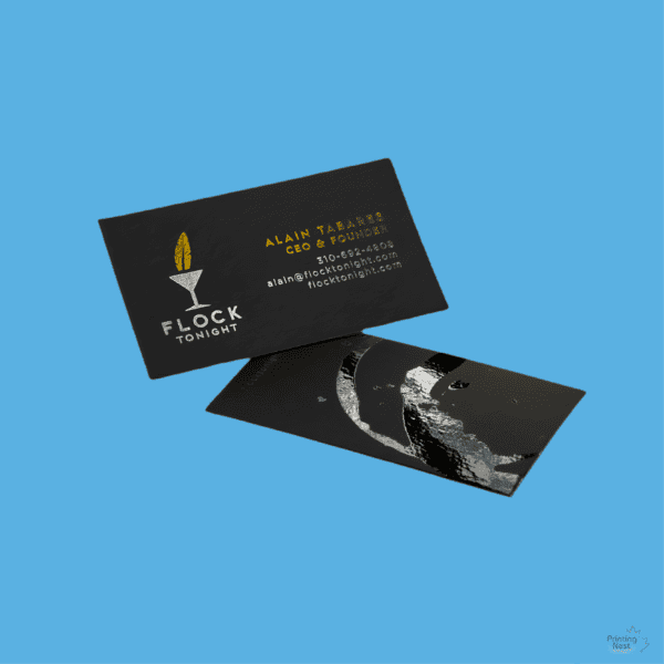 Custom Printed Onyx Suede Cards in OC Printing Nest