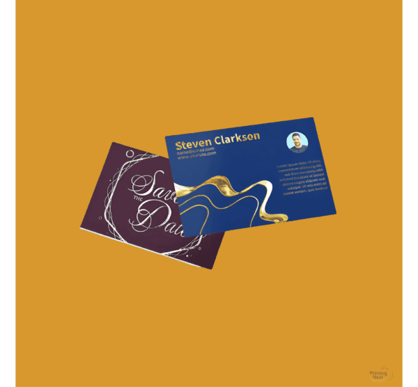 Custom Suede with Raised Gold Foil Business Cards in OC Printing Nest