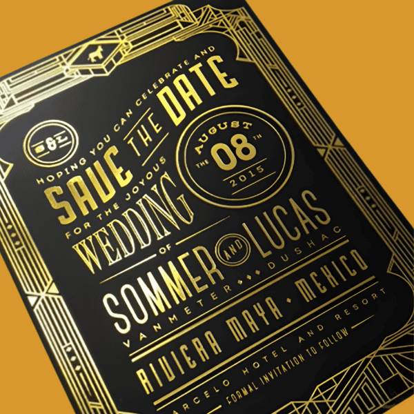 Orange County Gold Foil Invitation Postcards Printing Nest