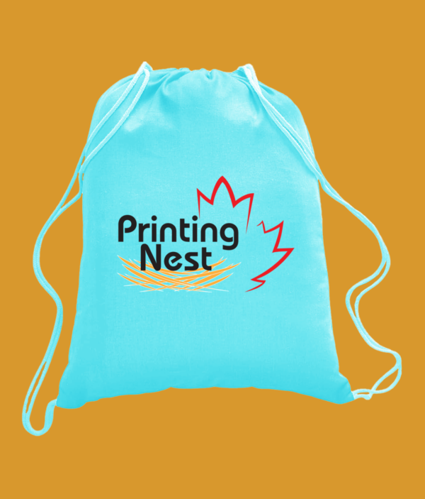 Custom Printed Drawstring-Bag-Light-Cyan Printing Nest