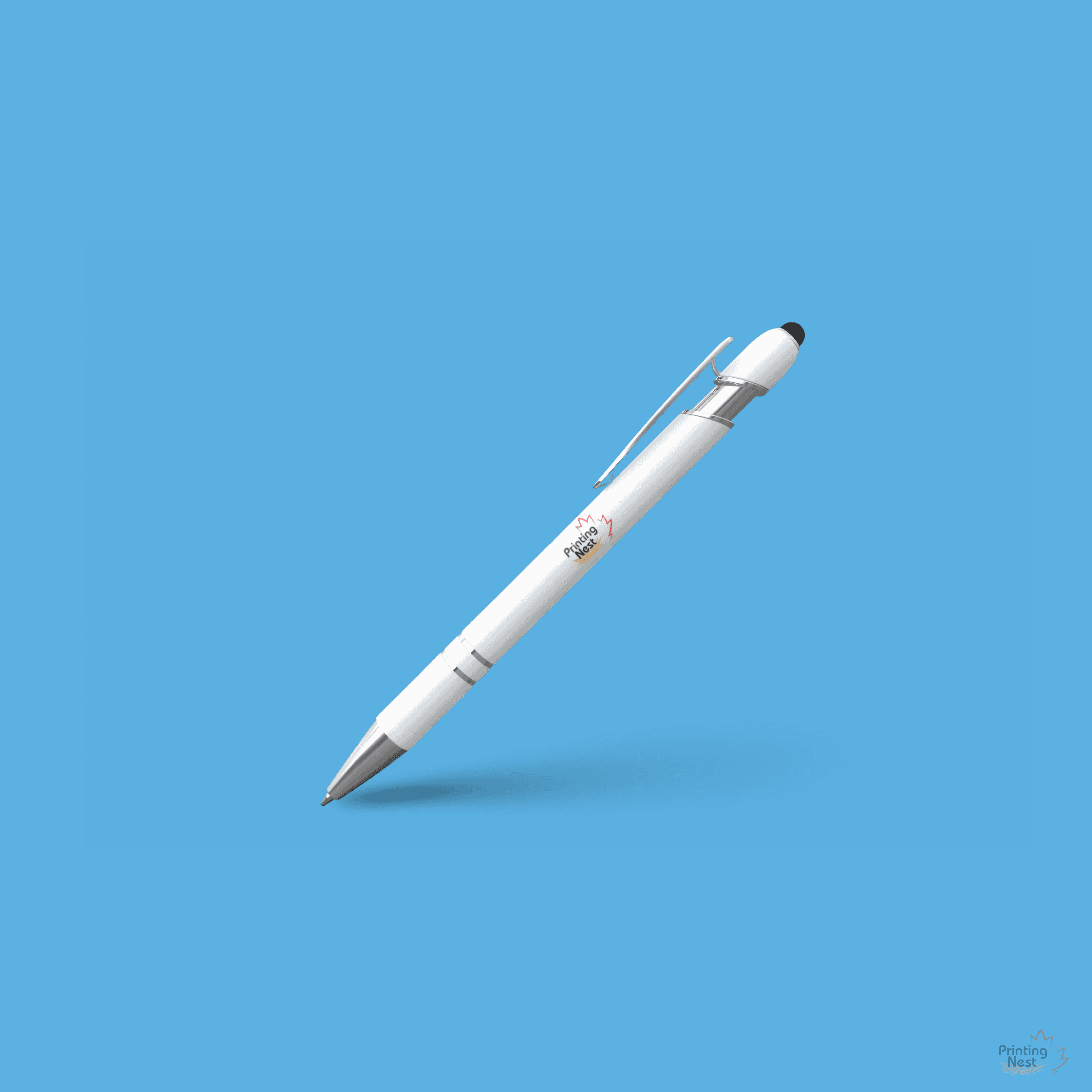 Custom Printed Fairgrounds and Markets Soft Touch Pen with Stylus Printing Nest