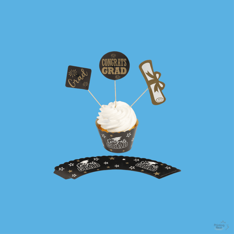 Custom Printed Graduation Cupcake Toppers