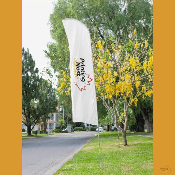 Custom Printed Trade Show and Convention Feather Flag in Grass Printing Nest